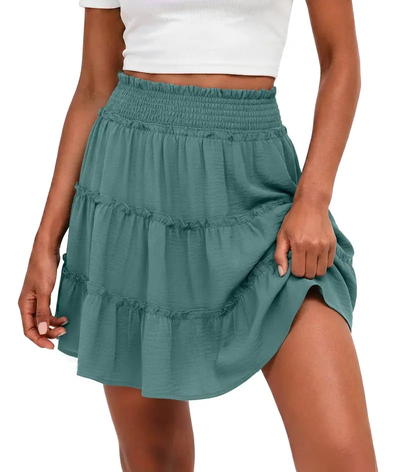 65K+ SOLD!✨🔥Women's Boho Floral Skorts, Flowy Tiered Ruffle Elastic-Waist Bottoms with Built-in Shorts and Pockets, Casual Style