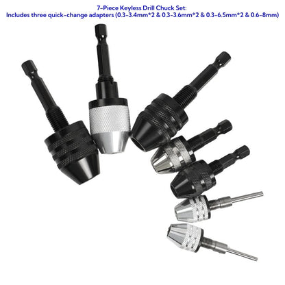 2-Piece Keyless Drill Chuck Adapter Set – 1/4′′ Hex Quick Change (0.3-8mm) for Impact Drivers & Power Tools