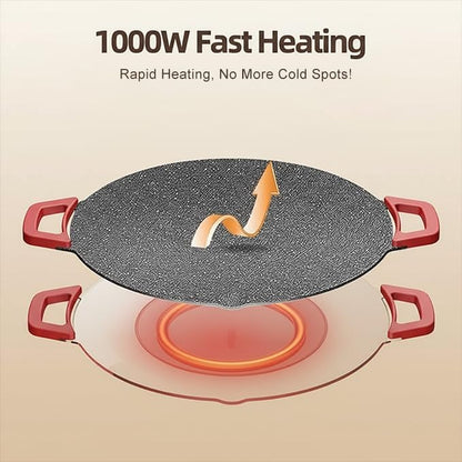 🔥Last Day 49% OFF-🔥 Portable Multifunctional Electric Grill Plate Marble Non-Stick Round Teppanyaki Griddle for Home Steak Seafood Barbecue🍖❄️