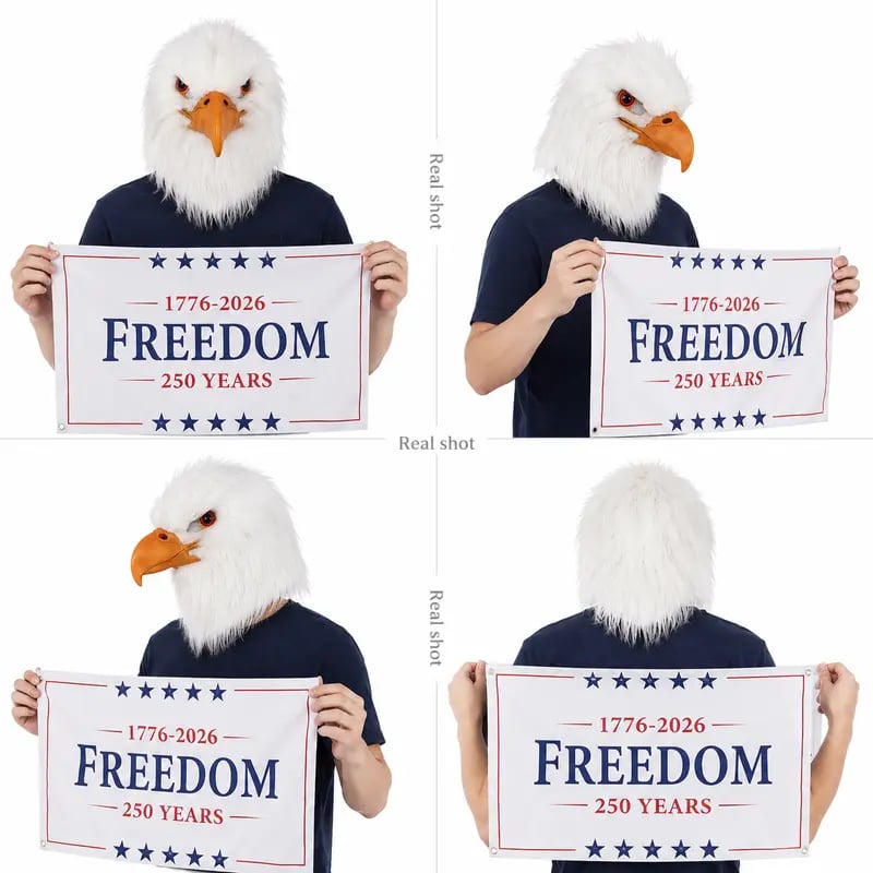 🔥Last Day 50% OFF - 🦅 Bald Eagle Latex Mask & Freedom Flag Set – Unleash Your Patriotic Spirit! 🇺🇸🎉