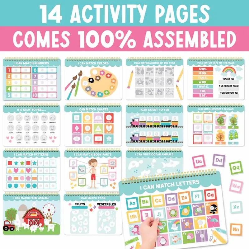 🎉"My First Busy Book" Montessori Interactive Quiet Book, Screen-Free Educational Travel Activity Book for Toddlers 3-8