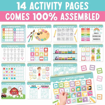 🎉"My First Busy Book" Montessori Interactive Quiet Book, Screen-Free Educational Travel Activity Book for Toddlers 3-8