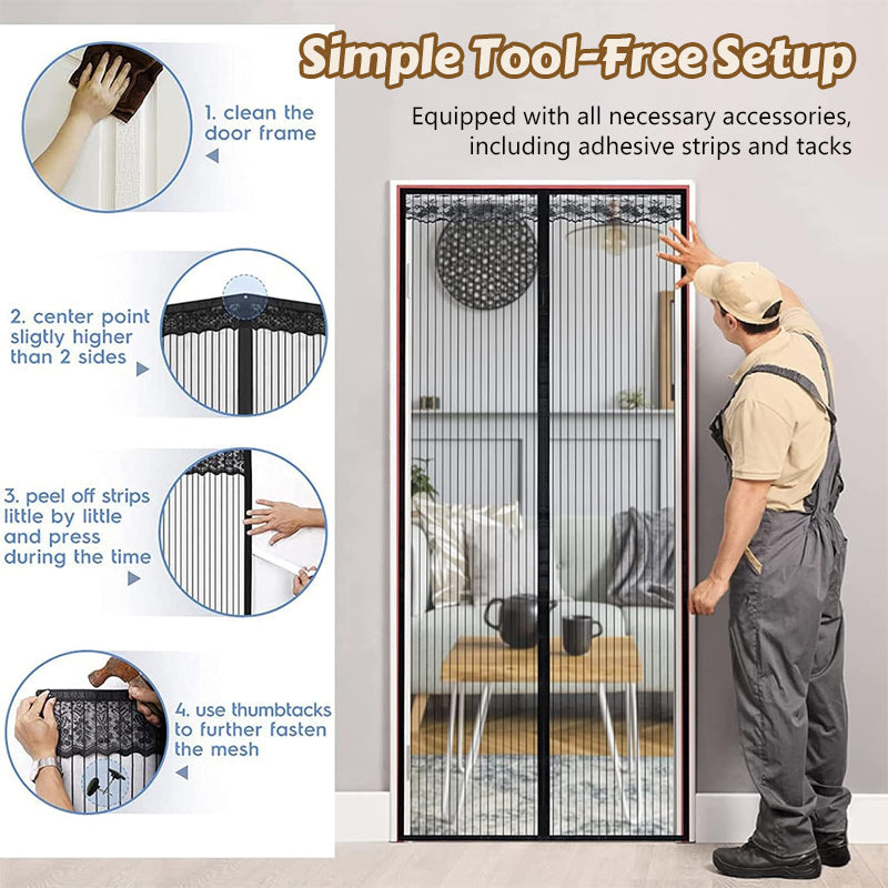 Magic Mesh Summer Magnetic Mosquito Screen Door Curtain