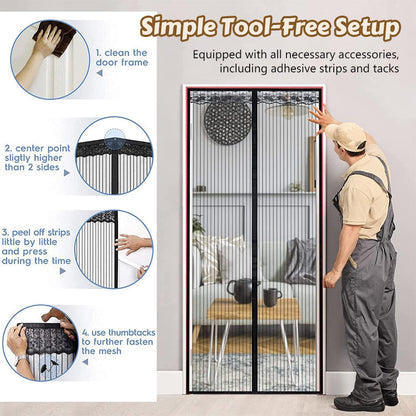 Magic Mesh Summer Magnetic Mosquito Screen Door Curtain