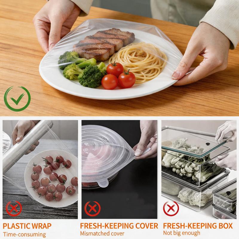 🍓 Elastic Food Fresh-Keeping Covers 🥗 Food-Grade Stretch Lids for Bowls, Plates, Fruits & Leftovers