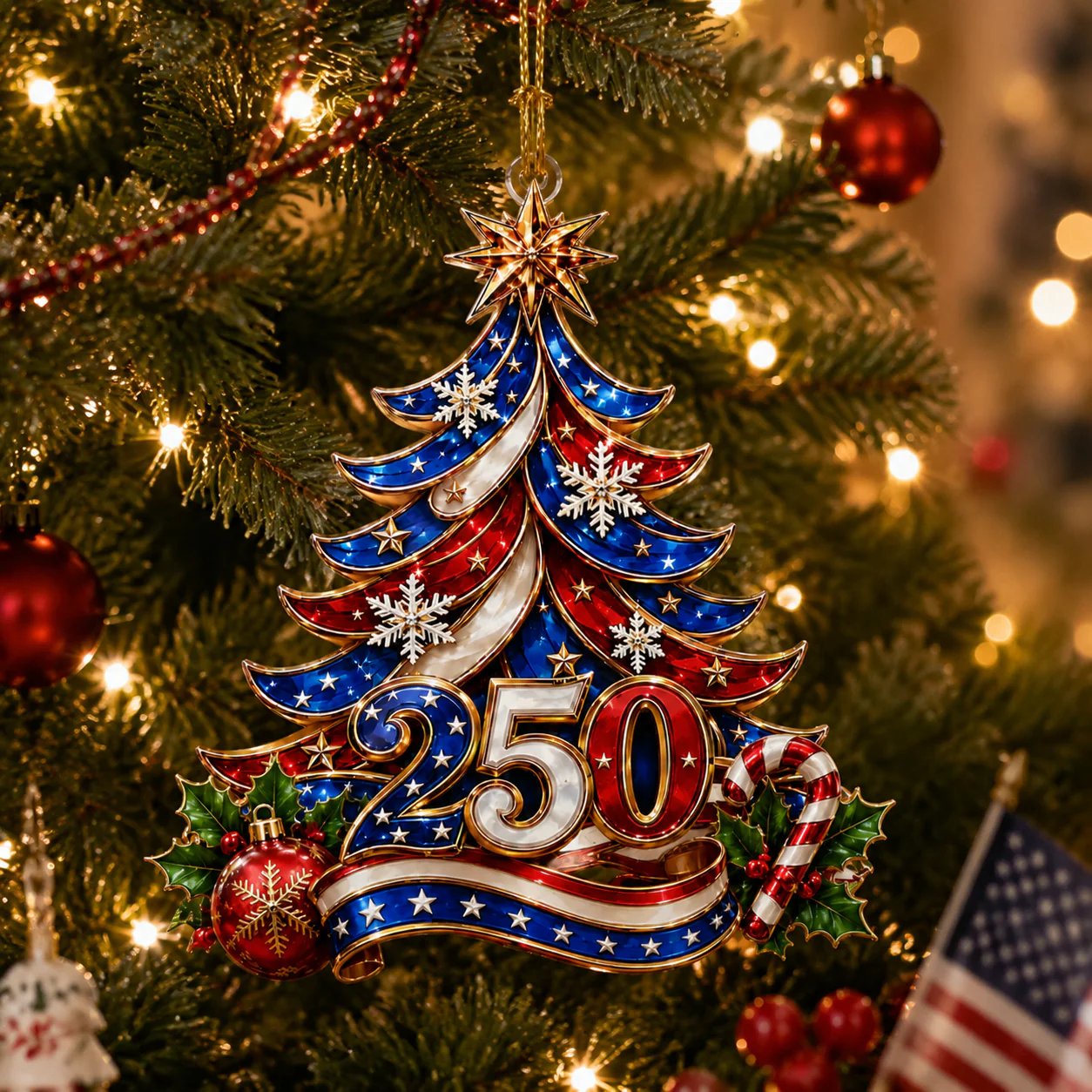 USA 250th Anniversary Christmas Ornament