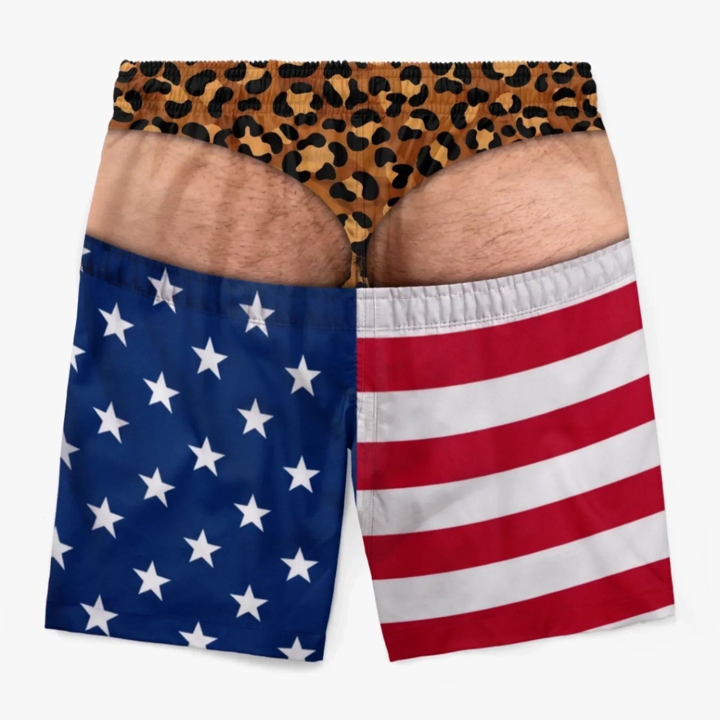 Funny Patriotic Men's Swim Trunks – Personalized "Warning: Wide Load" Beach Shorts