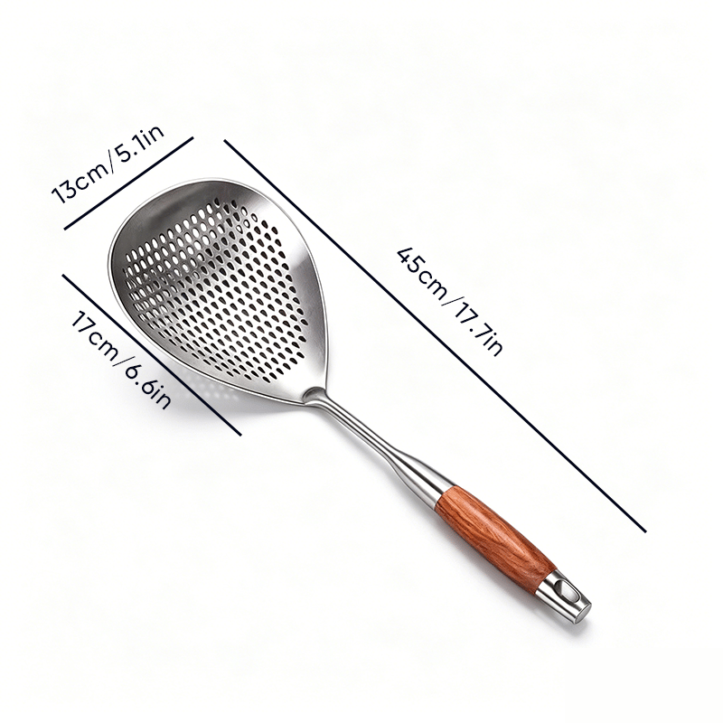 Wooden Handle Stainless Steel Skimmer