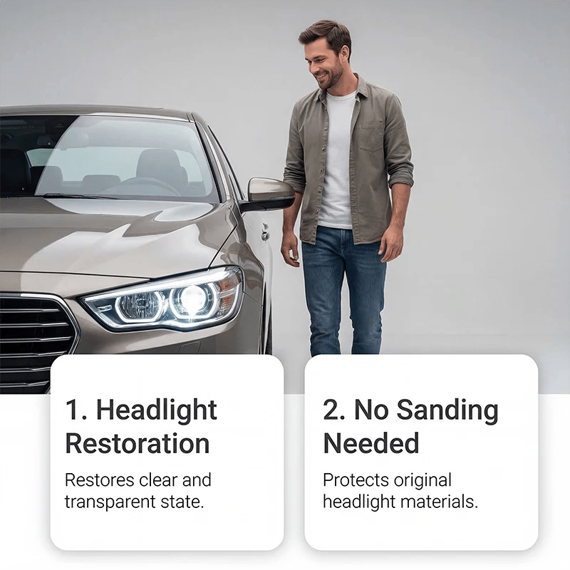 🥳2026 HOT SALE🥳💞50K+ SOLD!⏰🔧 Buy 2 Get 1 Free – LAST DAY! Headlight Restorer Kit – 2 steps, no disassembly. Removes yellow haze, restores clarity. Long‐lasting UV shield. 🚗✨