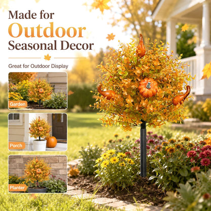 Fall Pumpkin Floral Stake Artificial Topiary Tree
