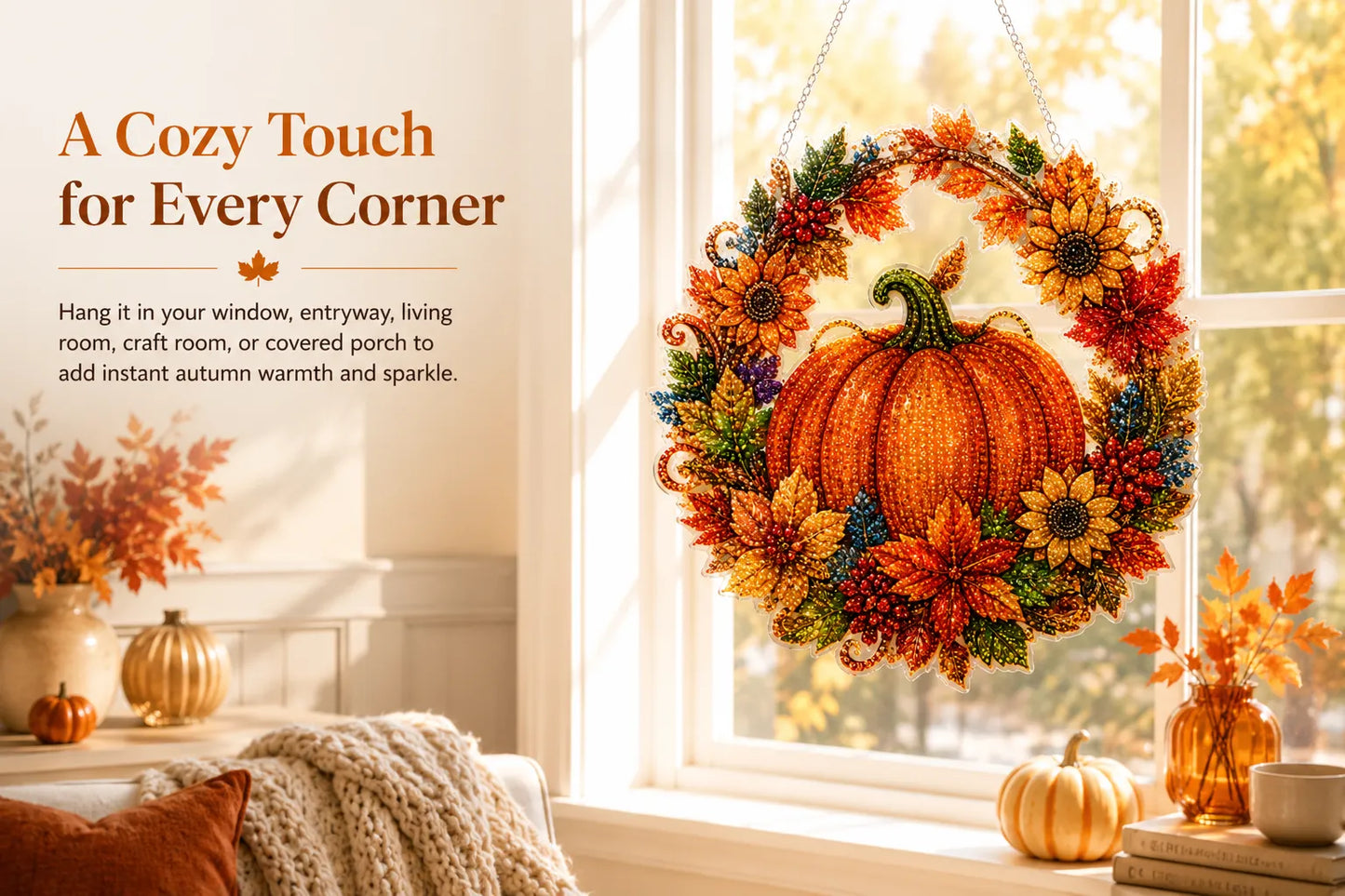 49% OFF - 🍂✨Autumn Harvest Pumpkin Diamond Art Hanging Ornament Kit
