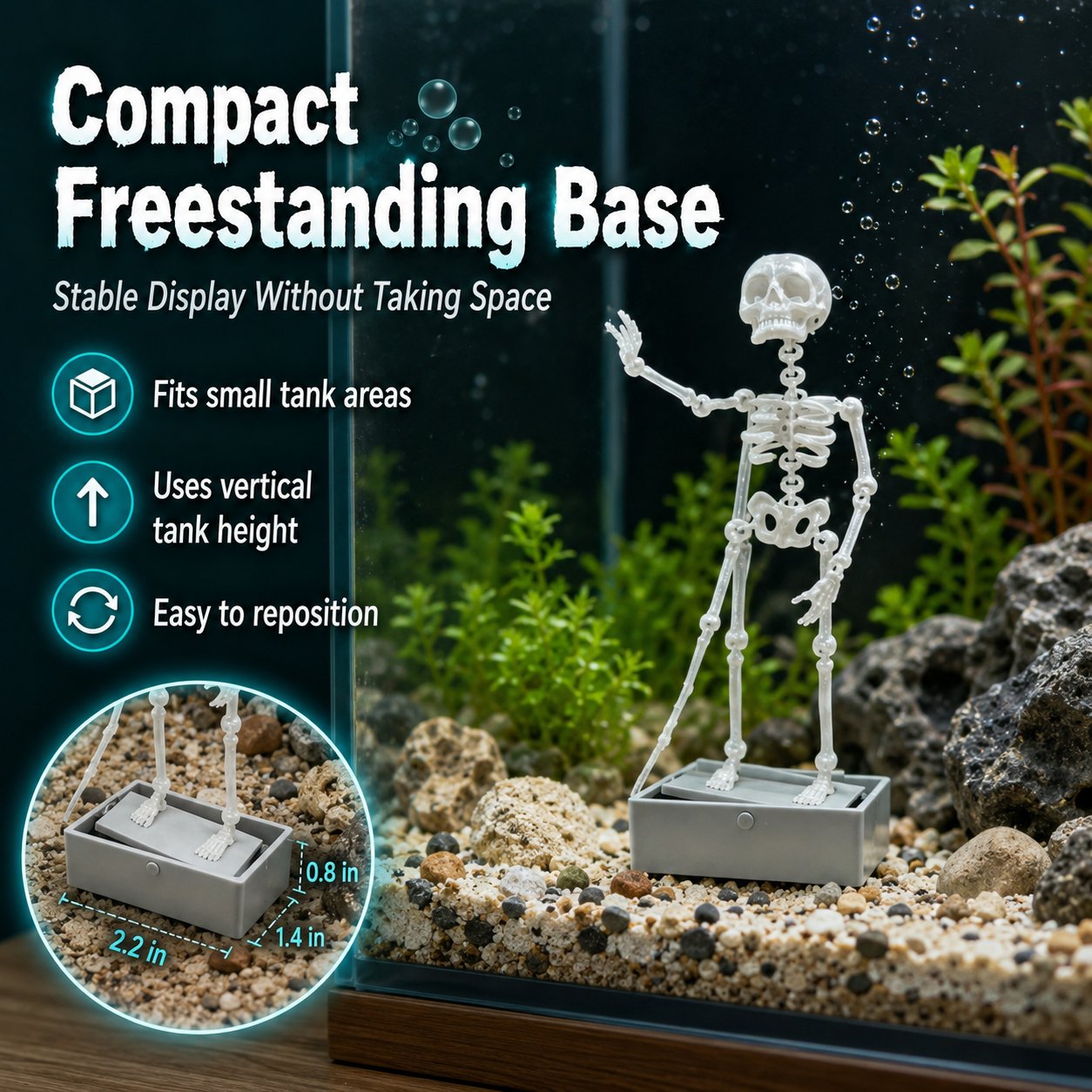 💀 Dancing Skeleton Aquarium Bubbler | Spooky Bubble Effect Fish Tank Decoration