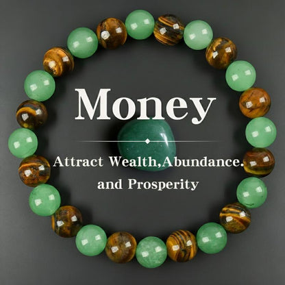 ✨ Money Attraction Bracelet with Green Aventurine & Tiger Eye beaded jewelry protection bracelet encouragement gift fashion artificial bracelet