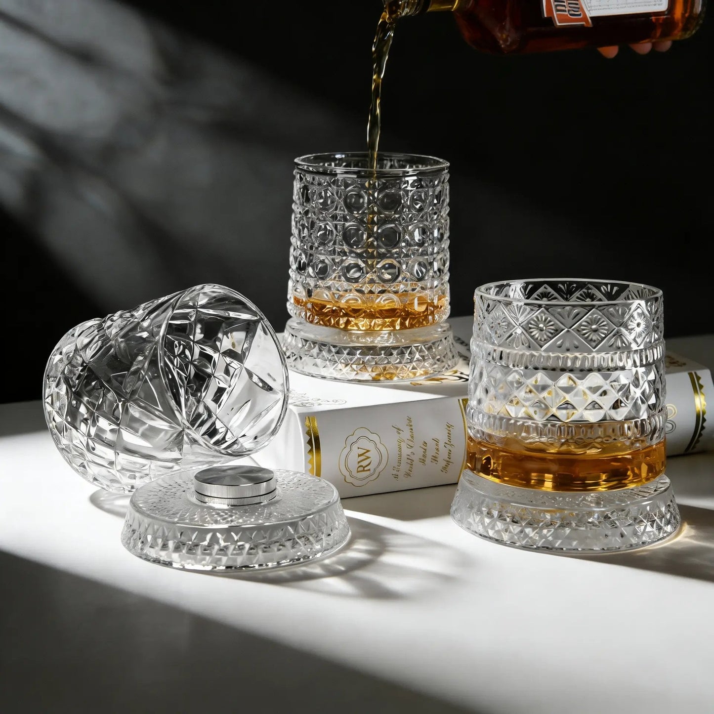 ✨ Diamond Cut Spinning Glass | Elevate Your Home Bar Experience 🏅