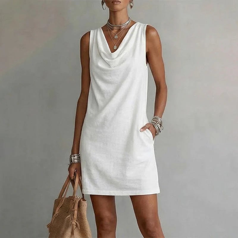 Elegant Slim Fit Cowl Neck Dress