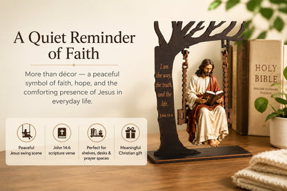 ✝️ Jesus Swing Ornament – John 14:6 Faith Table Decor | Christian Bible Verse Home Decoration