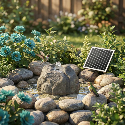 🐦⛲Realistic Granite Rock Solar Bird Bath Fountain - No-Cords Stone Decor