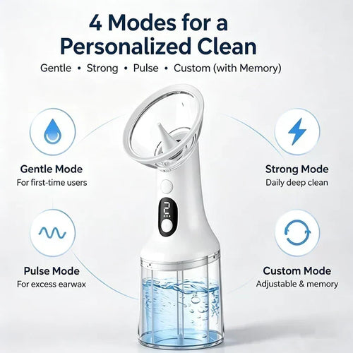 👂Electric Ear Wax Removal Kit, Safe Gentle Ear Irrigation Cleaner Tool with 4 Pressure Settings, LED Display, IPX7 Waterproof Dual-Chamber Ear Care Device | Free Shipping