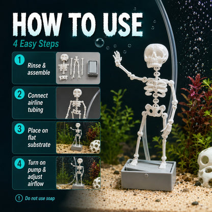 💀 Dancing Skeleton Aquarium Bubbler | Spooky Bubble Effect Fish Tank Decoration