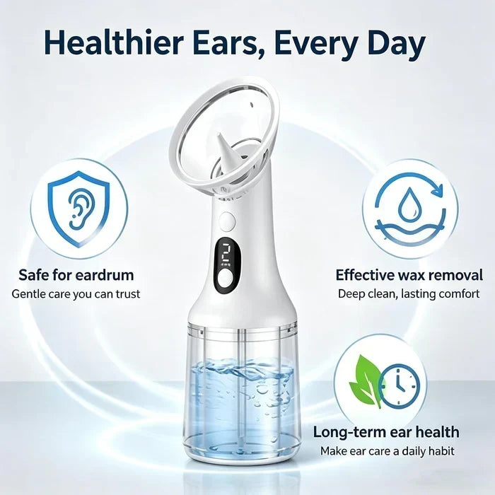 👂Electric Ear Wax Removal Kit, Safe Gentle Ear Irrigation Cleaner Tool with 4 Pressure Settings, LED Display, IPX7 Waterproof Dual-Chamber Ear Care Device | Free Shipping