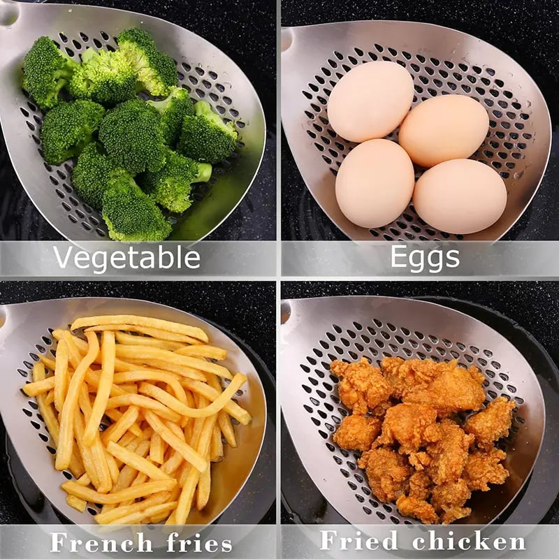 Fine Mesh Stainless Steel Colander - 2026 Upgraded Version Ultra-Fine Filter Mesh with Handle, Oil Filter Spoon, Food Strainer for Kitchen