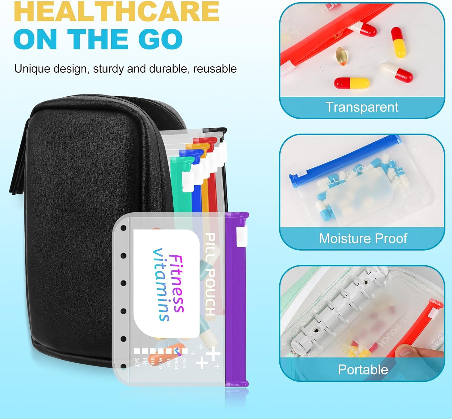 📌 Waterproof Pill Organizer-Large BPA-Free Weekly Medicine Organizer💊