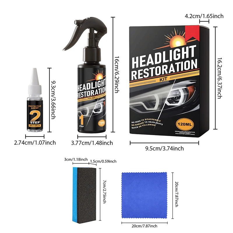 🥳2026 HOT SALE🥳💞50K+ SOLD!⏰🔧 Buy 2 Get 1 Free – LAST DAY! Headlight Restorer Kit – 2 steps, no disassembly. Removes yellow haze, restores clarity. Long‐lasting UV shield. 🚗✨