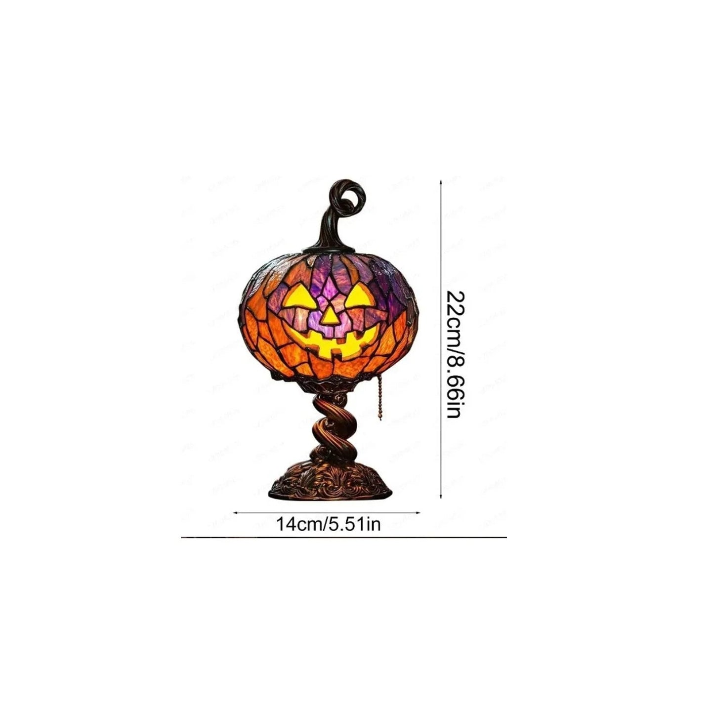 Halloween Stained Glass Style Pumpkin Table Lamp