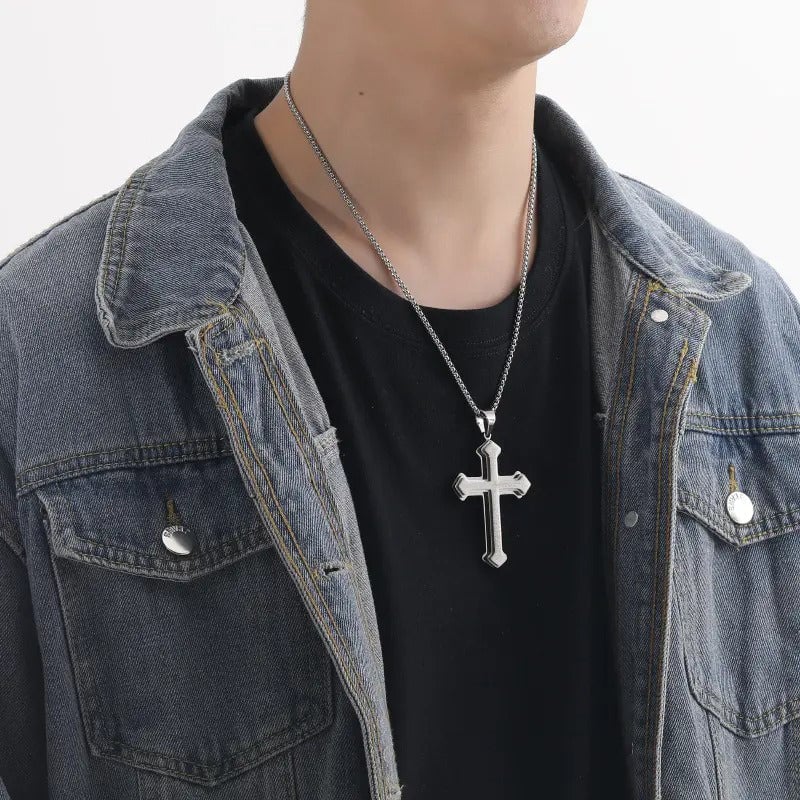 Men's Lord's Prayer Cross Necklace