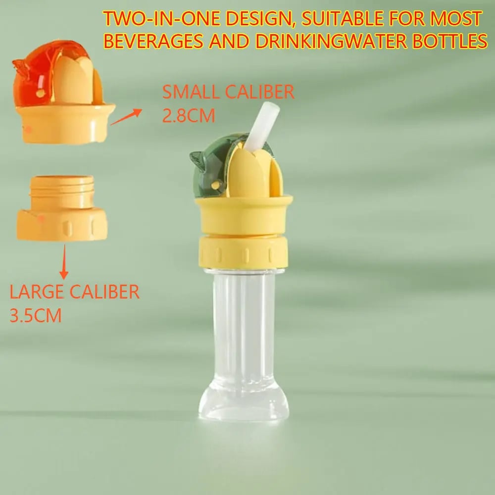 Kids Water Bottle Spout Conversion Cap with Straw | Universal Fit for Juice & Water Bottles | Spill-Proof Flip Top Cover for Toddlers & Children