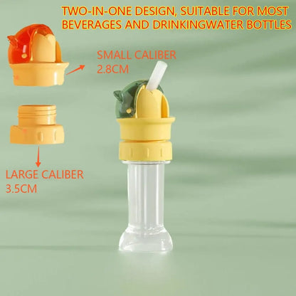 Kids Water Bottle Spout Conversion Cap with Straw | Universal Fit for Juice & Water Bottles | Spill-Proof Flip Top Cover for Toddlers & Children