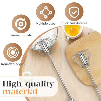 🥄✨ Stainless Steel Hand-Push Rotary Whisk – Effortless Mixing in Seconds!
