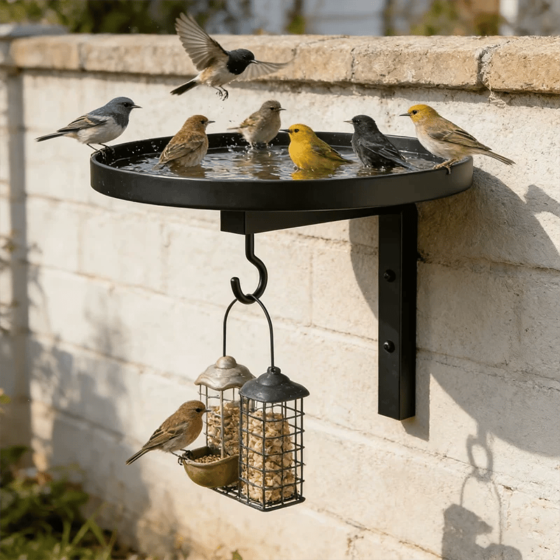 📢📢40% OFF !!!⏰Wall-Mounted Metal Bird Bath – Antique Bronze Finish 🐦🛁🧱🏡