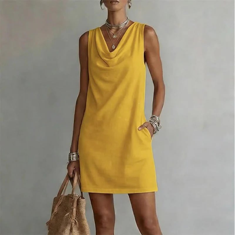 Elegant Slim Fit Cowl Neck Dress