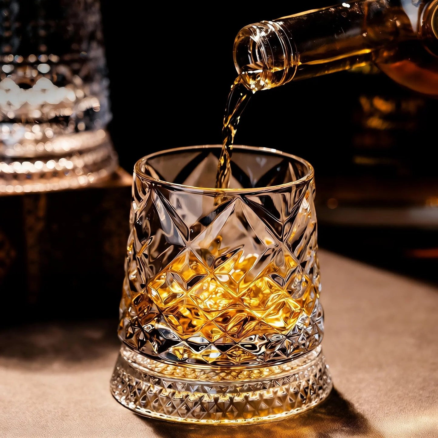 ✨ Diamond Cut Spinning Glass | Elevate Your Home Bar Experience 🏅