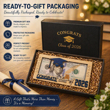 Graduation 2026 Money Holder-Unique Wooden Cash Gift Box for Class of 2026, Creative Graduation Gift for Seniors
