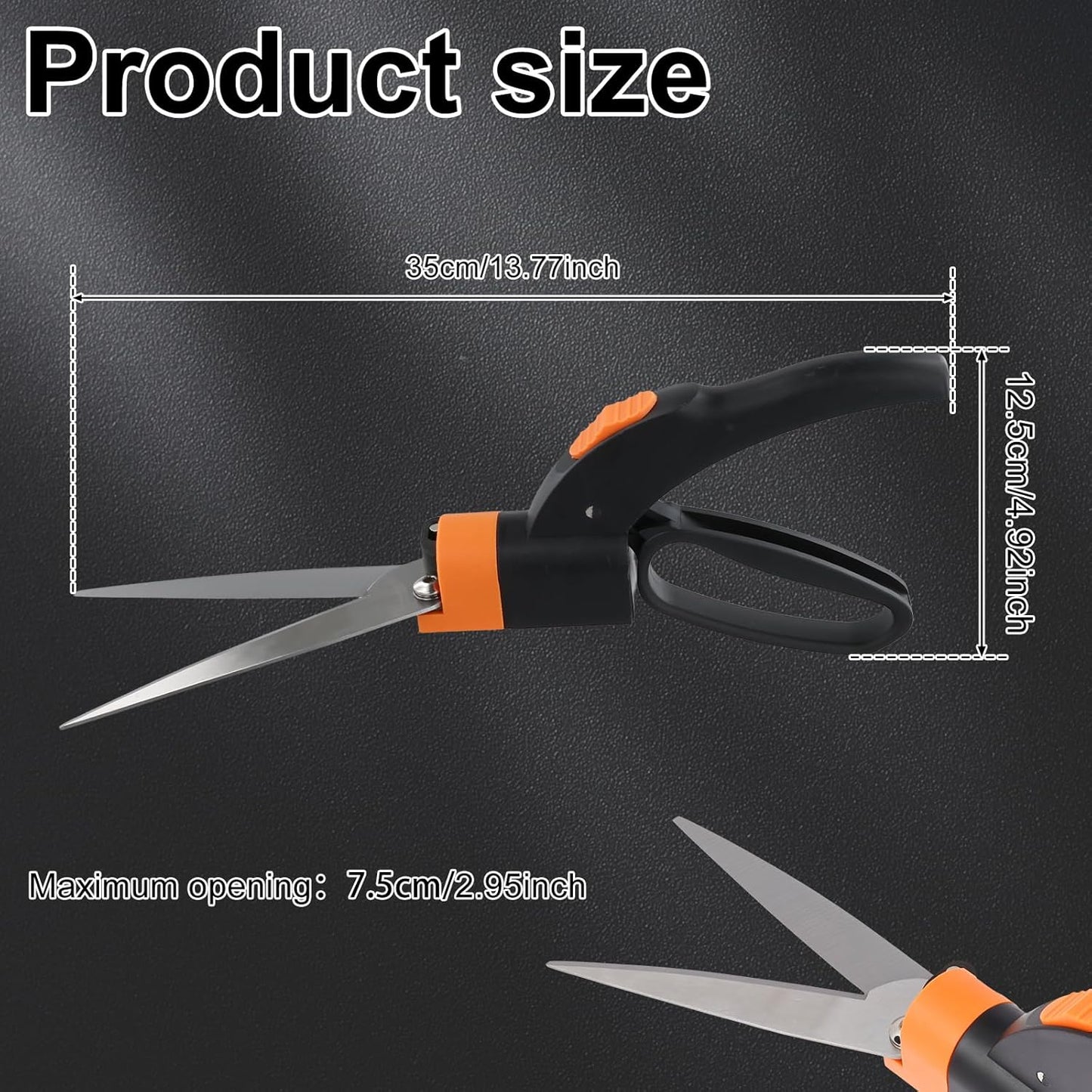 Grass Shears 360-Degree Swivel Blades, Ultra-Sharp Grass Cutter with 5’’ Stainless Steel Blades, Gardening Shears and Plant Cutting Scissors