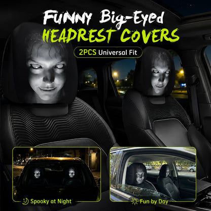 🔥😆 Funny Cartoon Car Headrest Covers – 2PCS Universal Fit 🚗