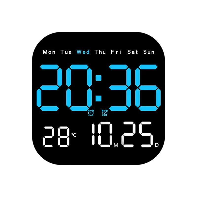 49% OFF ⏰ Modern Multifunctional Digital Clock ✅ Remote Control Adjustable Brightness | Wall Mount/Desk Stand Clock with Date & Temperature