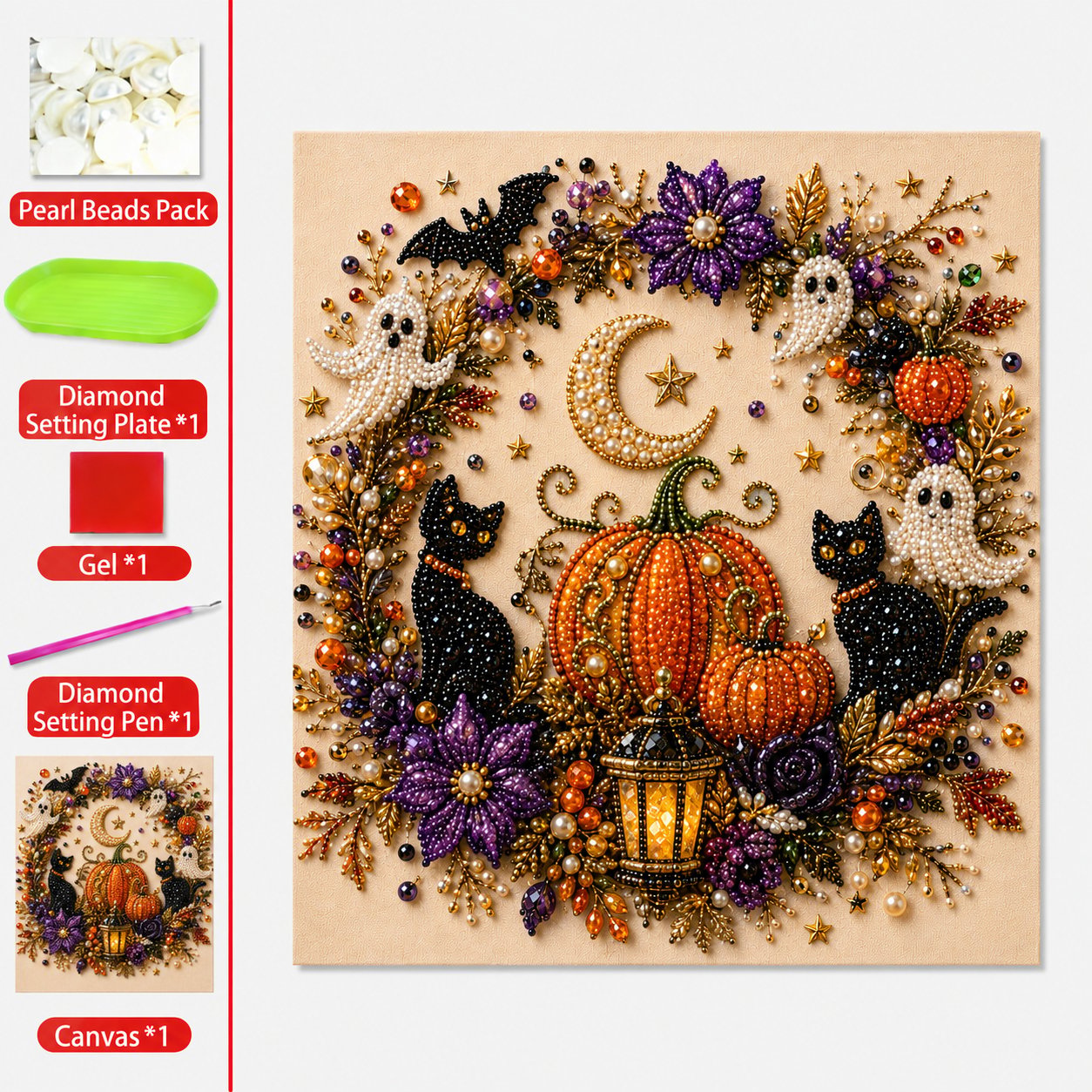 🔥Last Day 49% OFF - 👻✨Halloween Ghost Pearl Art DIY Kit