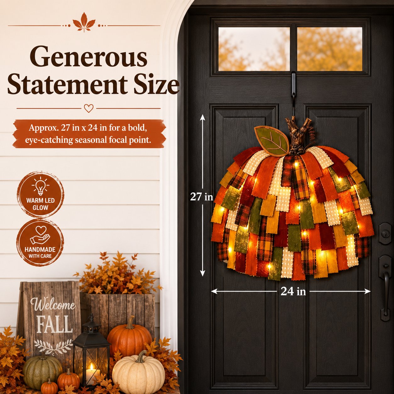 Handmade Patchwork Pumpkin Door Hanger
