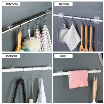 💪8PCS Curtain Rod Brackets with Clips – Transparent Adjustable Drapery Hooks Holder Set for Living Room, Bathroom & Bedroom Curtain Installation