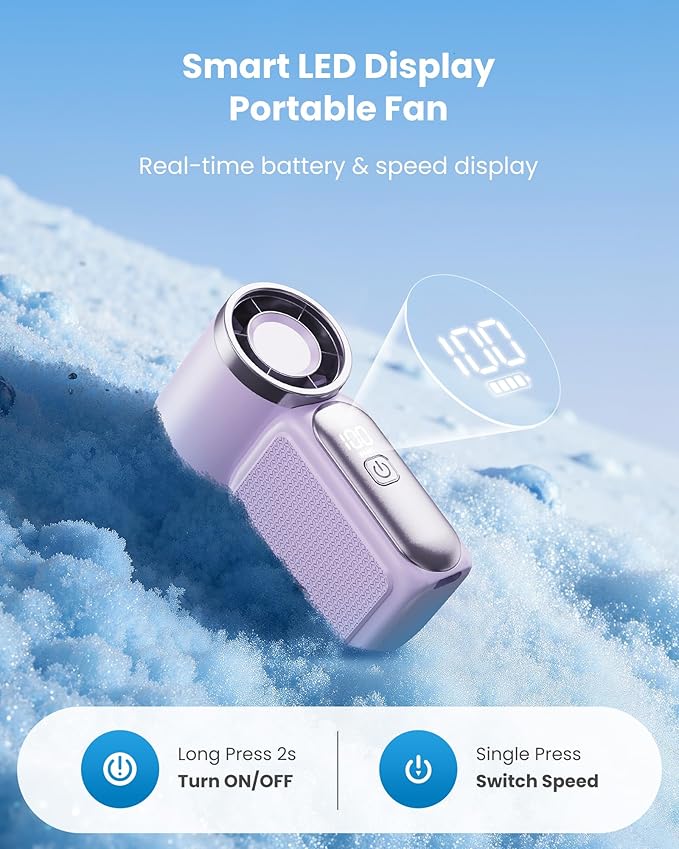 🥳2026 HOT SALE🥳💞50K+ SOLD!💨❄️ 50% OFF! Turbo Handheld Fan – 16900 RPM, 6 speeds, LED display. 3000mAh battery, 10.7hrs cooling. Pocket‑sized power! 🌬️✨