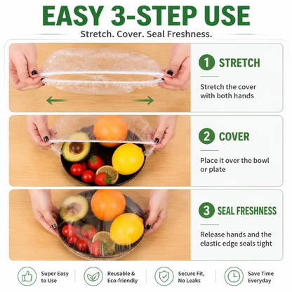 100PCS Disposable Stretch Food Covers for Bowls🍎🥗