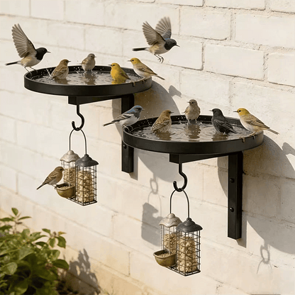 📢📢40% OFF !!!⏰Wall-Mounted Metal Bird Bath – Antique Bronze Finish 🐦🛁🧱🏡