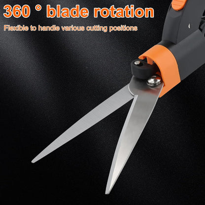 Grass Shears 360-Degree Swivel Blades, Ultra-Sharp Grass Cutter with 5’’ Stainless Steel Blades, Gardening Shears and Plant Cutting Scissors