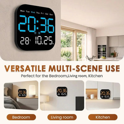 49% OFF ⏰ Modern Multifunctional Digital Clock ✅ Remote Control Adjustable Brightness | Wall Mount/Desk Stand Clock with Date & Temperature