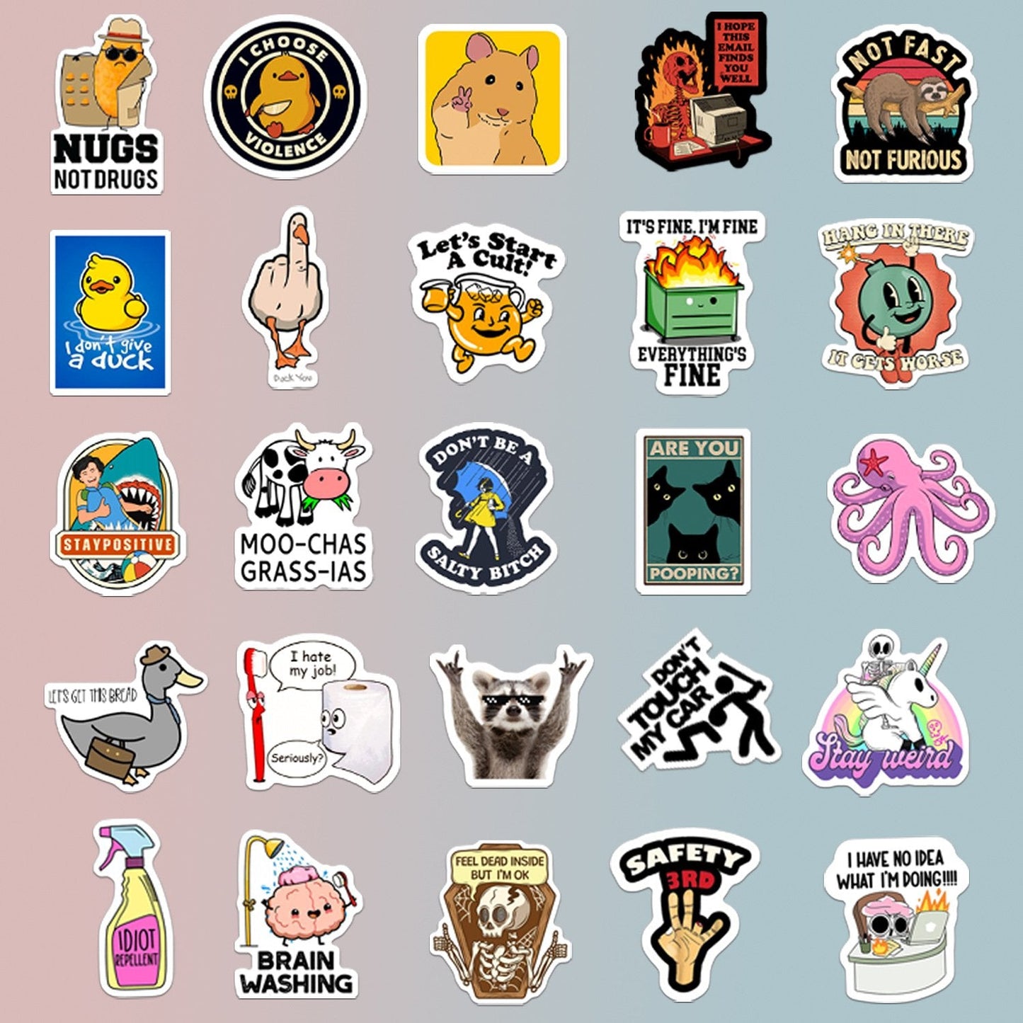 130PCS Funny Saying Sticker Pack ,Suitable for bumpers, safety helmets, water bottles, colleagues, computers