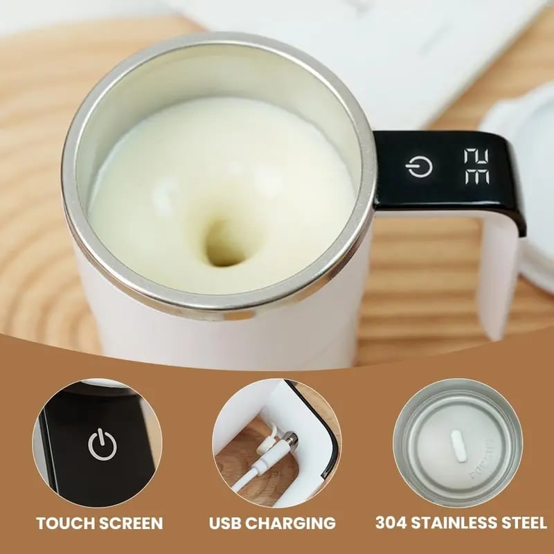 🎁 Electric coffee mug with a built-in LCD thermometer, perfect for brewing coffee, milk, cocoa, etc.