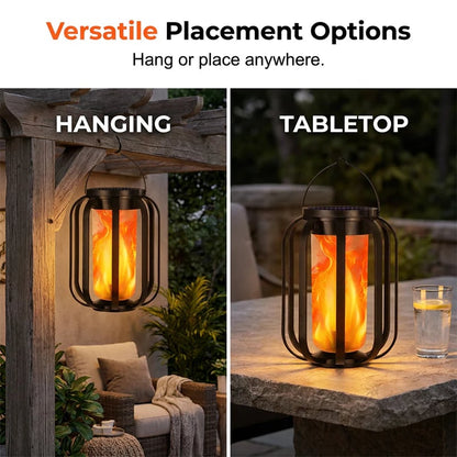 ☀️ Solar Flicker Flame Lantern - Waterproof & Automatic - Realistic warm light, perfect for patios, gardens or paths - no cable needed 🌙